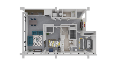 Floor plan for 2 beds, 1.5 baths, 1092 sqft
